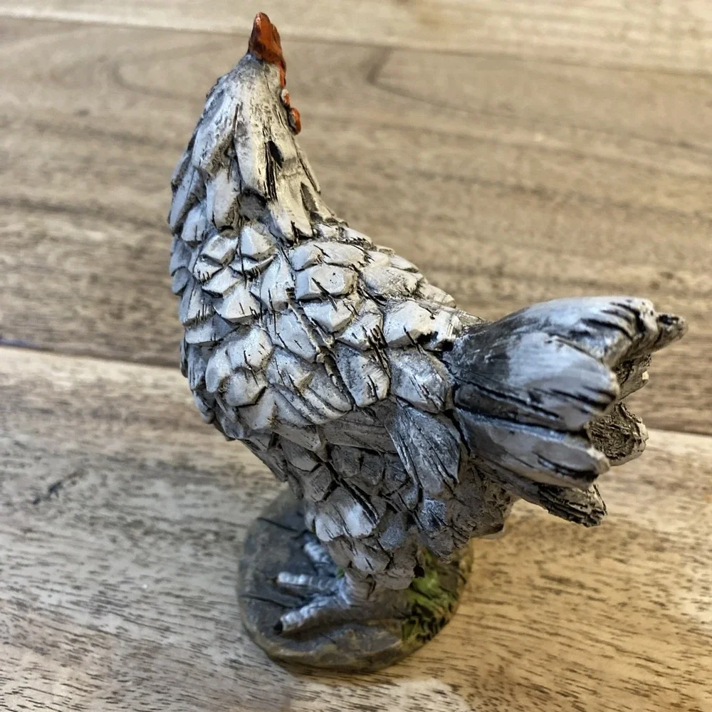 Adorable Shelf Sitter Chicken Decorative Handcrafted, Resin Farmhouse